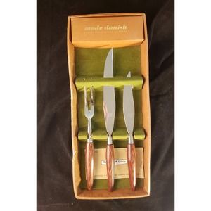 Regent Cutlery Mode Danish MCM 3 Piece Teak Handle Cutlery Set With Original Box